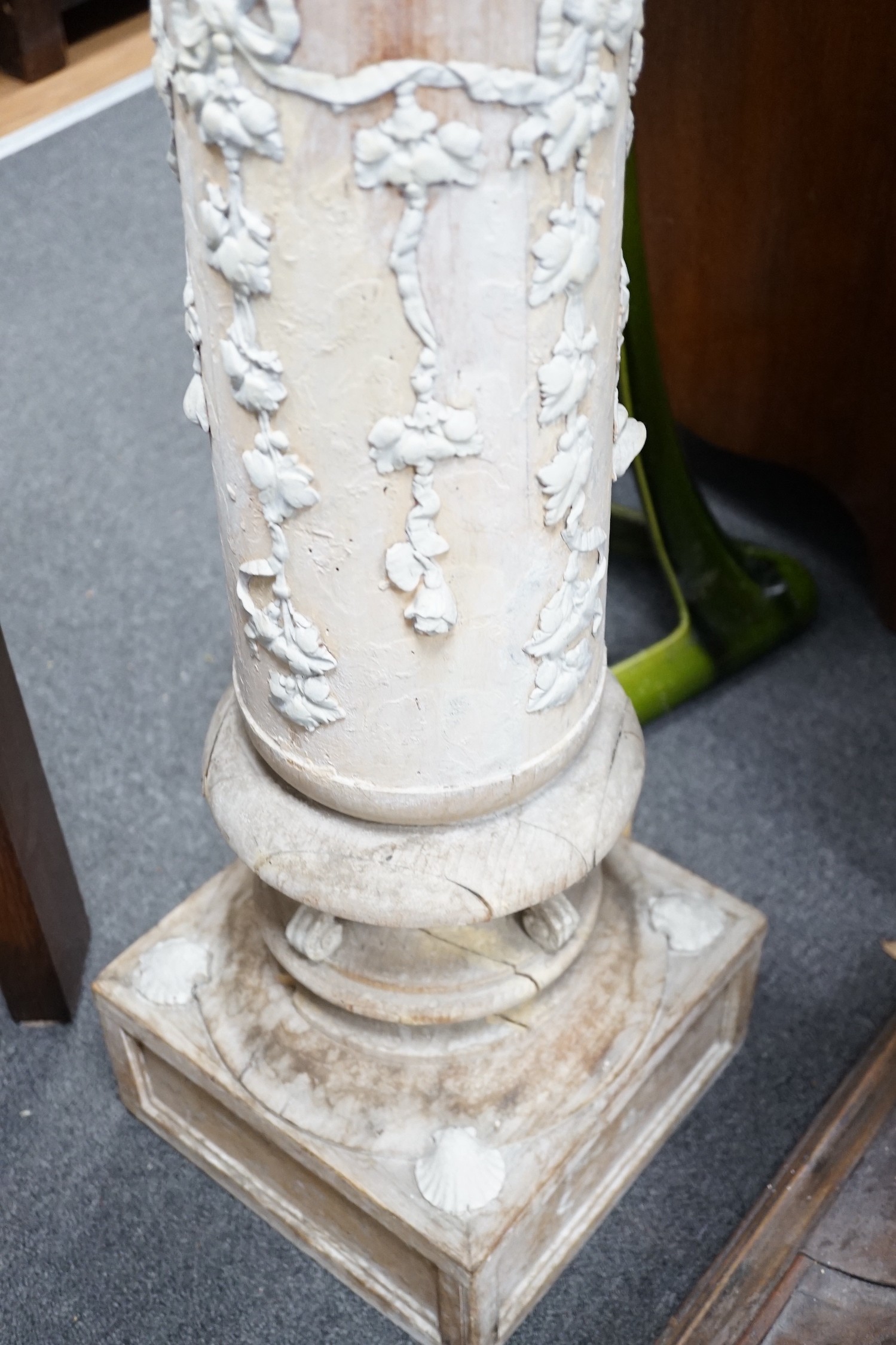 A part painted composition and turned beech pedestal, height 131cm *Please note the sale commences at 9am.
